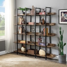 5 Tier Industrial Bookcase Home Office Open Bookshelf Open Shelves Metal Frame picture