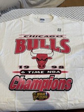 Bulls 1998 Championship T Shirt-Never Worn with hologram Vintage XL Ultra Rare picture