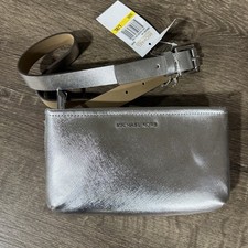 Michael Kors Silver Metallic Small Crossbody Zip, Detachable Strap picture