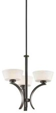 Kichler 42528OZ Rise 3-Light Chandelier, Olde Bronze with Satin-Etched Opal Glas picture