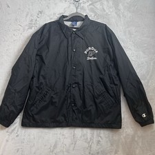 Purdue Boilermakers Jacket Mens Medium Black Coaches Varsity Snap Back Hit Y2K picture