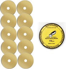 HEADLEY TOOLS Titanium Coated 60mm Rotary Cutter Blades 10 Pack Fits Olfa,...  picture