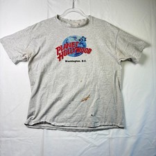 Vintage 90s Planet Hollywood Washington DC T Shirt Mens XL Thrashed USA Heather picture