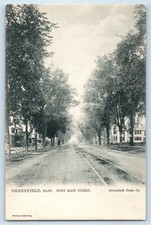 c1905 Greenfield Massachusetts MA Postcard West Main Street Road Exterior View picture