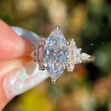 3 CT IGI Marquise D/VVS1 Lab Grown Diamond Women Engagement Ring 14k Yellow Gold picture
