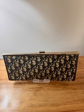 Dior Beige/Black Monogram Vintage Clutch Bag Gold Hardware picture