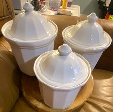 Vintage Pfaltzgraff Heritage White Stoneware Canister Set of 3   Farmhouse USA picture