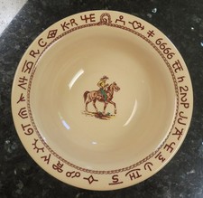 Vtg Wallace China  Westward Ho Rodeo Large Round Serving Bowl ~Till Goodan~9 In picture