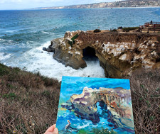 9x12in Original Oil Painting,  Caves  La Jolla  CA _Art by MK picture