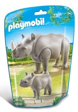 Playmobil Rhino and Baby Animal Figure Set Pink 2 Piece Toy Set for Kids picture