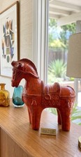Vintage Italian Bitossi ALDO LONDI DESIGN Red/orange horse sculpture MCM picture
