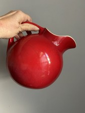 Vintage Hall’s Superior Quality Kitchenware Red Tilted Ball Pitcher • picture