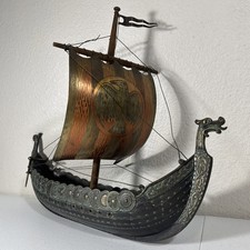 Vintage Viking Drakkar Norse Dragon Ship Edward Aagaard Iron Art Bronze Denmark picture
