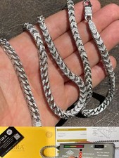 MOISSANITE Mens Real 925 Silver Men's Franco Chain ICED Necklace 18-30