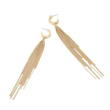 GOLD BRASS - ALLSAINTS JEWELRY WOMEN'S RAE HEXAGON CHAIN FRINGE EARRINGS picture