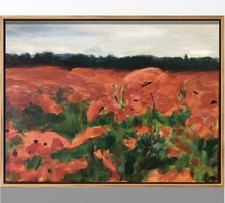 PDQ Artist Original Painting Landscape Poppy Field Impressionism Acrylics 18x24 picture