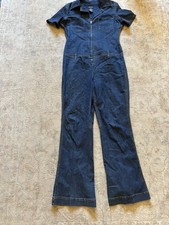 EUC Jrs Vintage Darkwash NO BOUNDARIES Denim Jumpsuit Size 11 Y2K FULL ZIP picture
