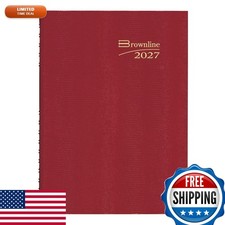 Brownline 2027 CoilPro Daily Planner 12 Months Twin-Wire 10.125x7.875 Bright Red picture