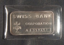 SWISS BANK  1 OZ .999 Silver Ingot Bar Lot 290548 picture
