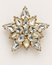 Vintage WEISS Rhinestone Starburst Brooch Clear Crystal Gold Tone Signed Jewelry picture