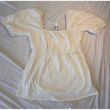 Old Navy Maternity Puff Sleeve Empire Waist Top Off White Small NWT 771745-00-1 picture