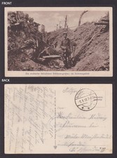GERMANY 1918, Fieldpost card, A captured enemy trench in the Somme, WWI picture