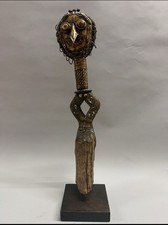 Vintage Bakota Kota Reliquary Guardian Figure Brass Wood Gabon picture