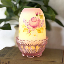 Vintage Fenton Hand Painted Floral Art Fairy Lamp picture