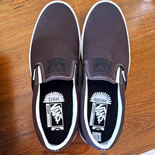 VANS BMX Slip-On Canvas Shoes Brown/White Cushioned Men’s US 11 picture