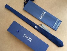 DIOR MEN'S ROSE FLORAL EMBROIDERED LOGO NAVY BLUE 100% SILK MADE IN ITALY NWT picture