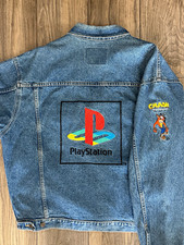 VTG PS1 PlayStation Crash Bandicoot Embroidered Denim Jacket Size XL RARE picture