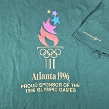 Vintage Hanes Atlanta 1996 Olympics T Shirt XXL 2XL Green Single Stitch USA picture