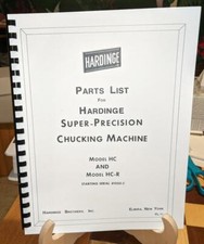 Hardinge HC and HC-R Super-Precision Chucking Machine Parts Manual picture