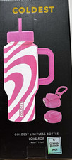 Coldest Limitless Bottle Love Pop 24 oz Pink/White w/ Handle Screw-On + Straw picture