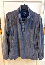 Duluth Trading Co. 2XL Men's Blue Solid Mock Neck Fleece Pullover Sweater Button picture