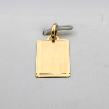 Solid 18k Gold Engravable Medal Dog Tag Charm Pendant 750 Italy picture