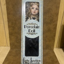 Unique Cache Junction Porcelain Doll Hand Crafted Blonde Hair Blue Eyes picture