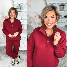 Ampersand Avenue Never Better Button Top - Wine picture