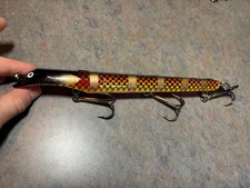 9” Suick Thriller Weighted Mud Puppy TRO custom Wood Jerkbait Musky Lure picture