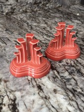 NEW UNUSED FIESTAWARE PERSIMMON PYRAMID CANDLE HOLDERS PAIR- Homer Laughlin picture