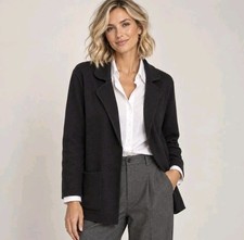 J. Jill Wearever Open Front Knit Jacket Black Sweater Blazer Open Size 2X NWT picture