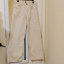 NWT Motel Denim Beige Jeans Low Rise Wide-Leg 100% Cotton 5 Pocket Sz 28 #1054 picture