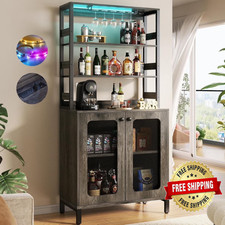 Botellero de esquina con soporte para copas y tira de luz LED independiente NEW picture