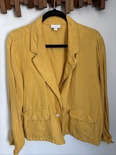 J Jill Cotton Bomber In Bright Yellow Size Medium Button Front picture