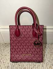 Michael Kors Burgundy Monogram Small Top Handle Crossbody w/ Detachable Strap picture