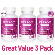 3PCS Rosabella Organic Beet Root 60 Capsules Natural Energy Boost Blood Pressure picture
