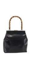 GUCCI Bamboo Hand Bag patent Black Gold 000 4781 0295 Auth 178256 picture