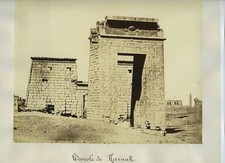 Temple Karnak Egypt Ancient Gateway Hieroglyphs Obelisk c1870s VTG Photo picture