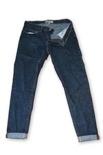 Dapper Boi Jeans Size 32 Dark Wash Zip Fly Stretch Denim Gender Neutral Straight picture