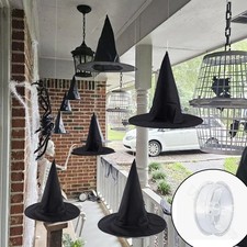 6/12Pcs Halloween Black Witches Hats with Rope Hanging Wizard Hats Bulk for Home picture